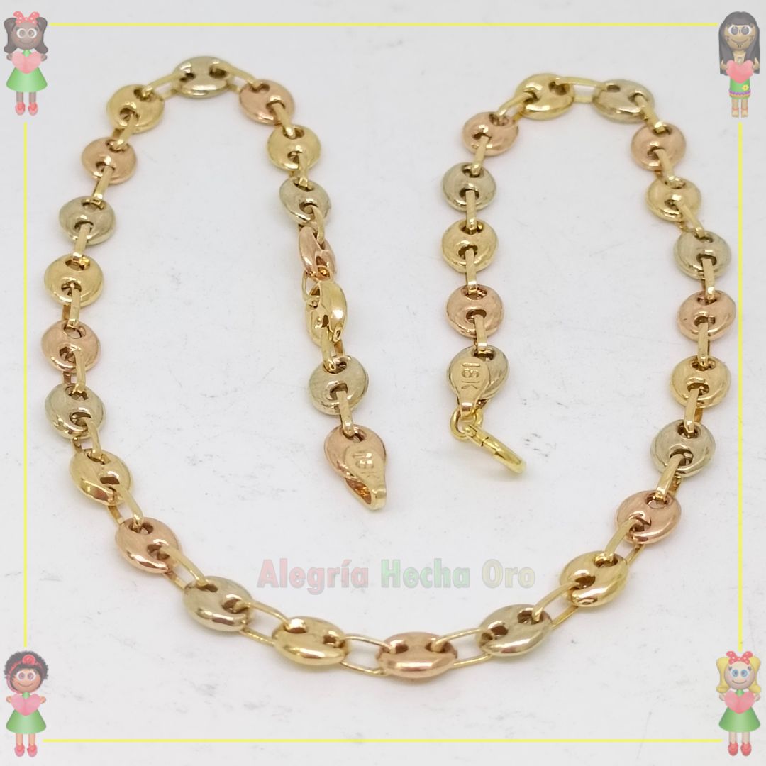 Tobillera en 3 Oro18k