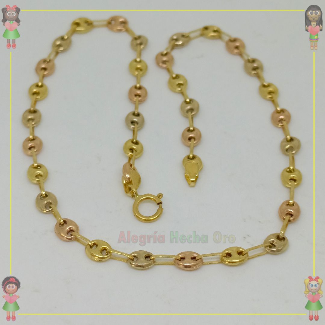 Tobillera en 3 Oro18k