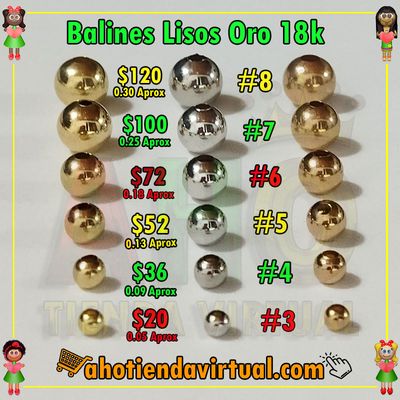 Balines Lisos Oro18k