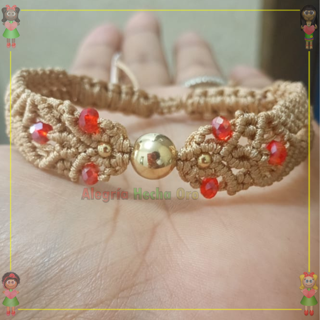 Pulsera Macrame Nudos Proteccion Oro18k