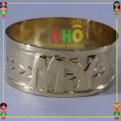 Anillo semi Tubo letras Oro18k