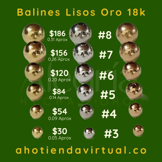 Balines Lisos Oro18k