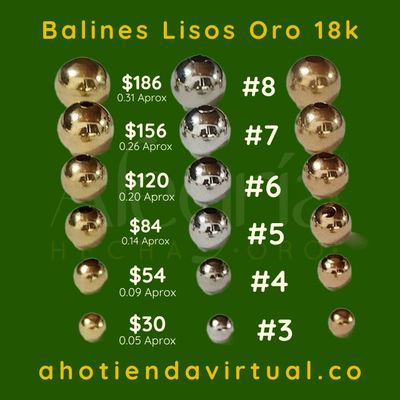 Balines Lisos Oro18k
