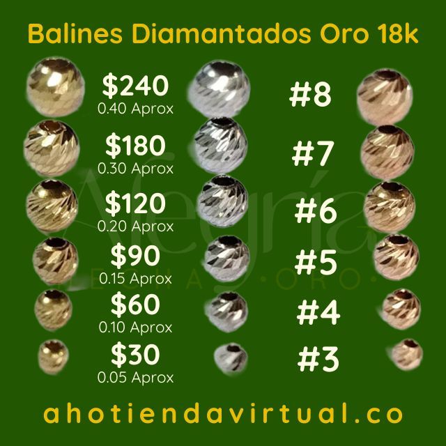 Balines Diamantados Oro18k