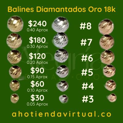 Balines Diamantados Oro18k