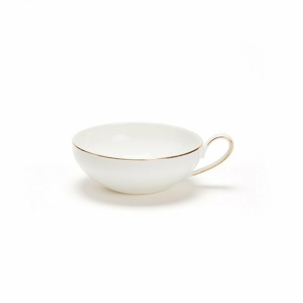 CONCORDE - SET 2 TASSES & SOUS-TASSES - BONE CHINA - LISERÉ OR