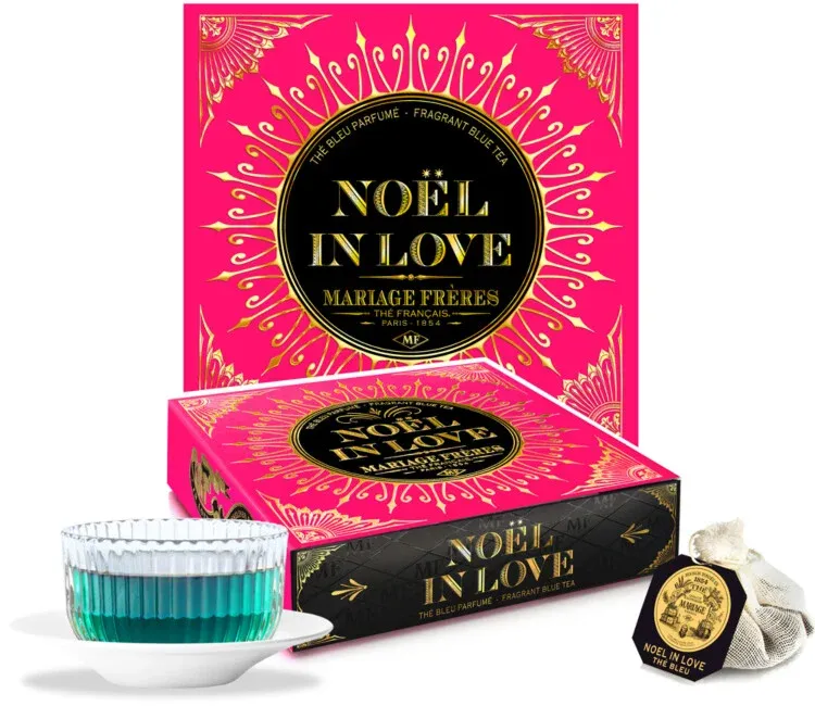 NOËL IN LOVE® - Thé Bleu parfumé, liqueur dorée - 30 mousselines