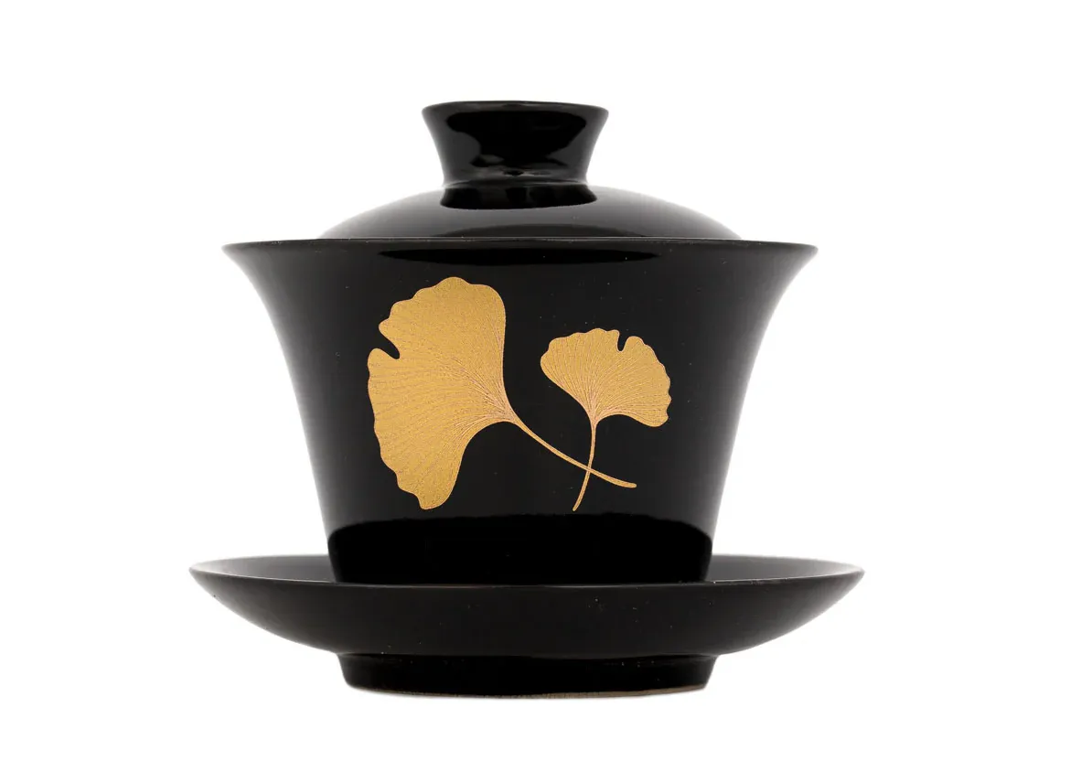 Gaiwan noir et or en porcelaine, 160 ml