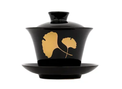 Gaiwan noir et or en porcelaine, 160 ml