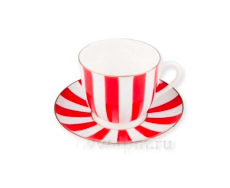 Tasse à rayures Lily - rouge - Porcelaine de Saint-Petersbourg