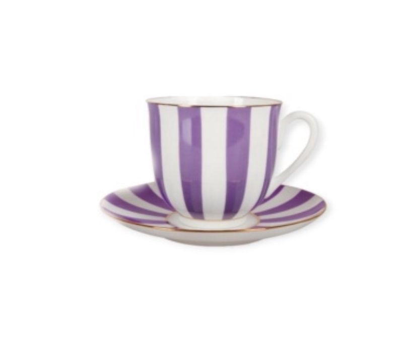 Tasse à rayures lily - violette - Porceleine de Saint-Petersbourg