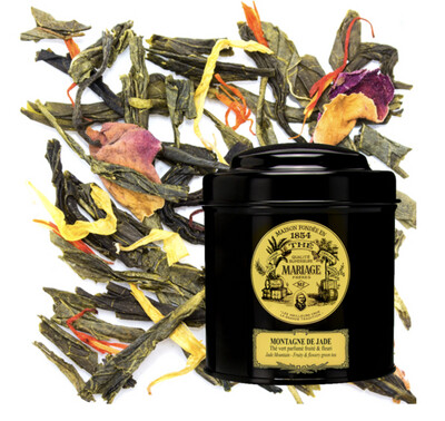 MONTAGNE DE JADE® Thé vert parfumé - Jardin Premier* fruité & fleuri - Boite de 100g MONTAGNE DE JADE® Thé vert parfumé - Jardin Premier* fruité & fleuri - Boite de 100g