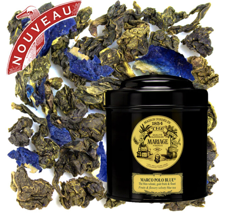 MARCO POLO BLUE® Thé Bleu™ velouté - Jardin Premier* - goût fruité & fleuri - Boite 100g MARCO POLO BLUE® Thé Bleu™ velouté - Jardin Premier* - goût fruité & fleuri - Boite 100g