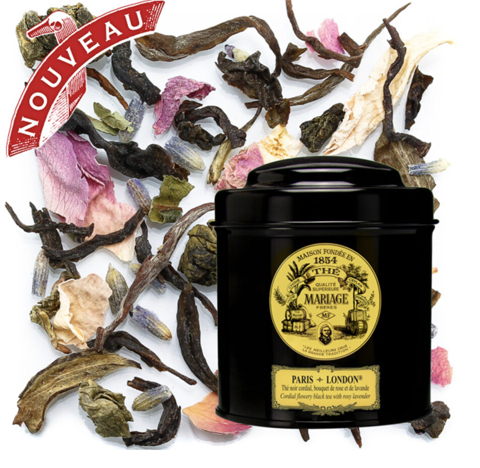 THÉ NOIR - PARIS-LONDON® Thé noir & thé blanc bouquet cordial de rose & de lavande THÉ NOIR - PARIS-LONDON® Thé noir & thé blanc bouquet cordial de rose & de lavande