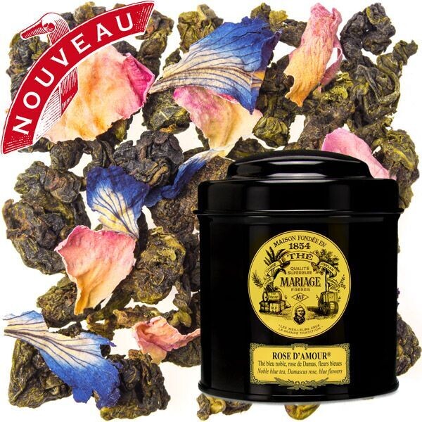 THÉ BLEU - Rose d'Amour® - Thé bleu noble, rose de Damas - Boîte de 100gr