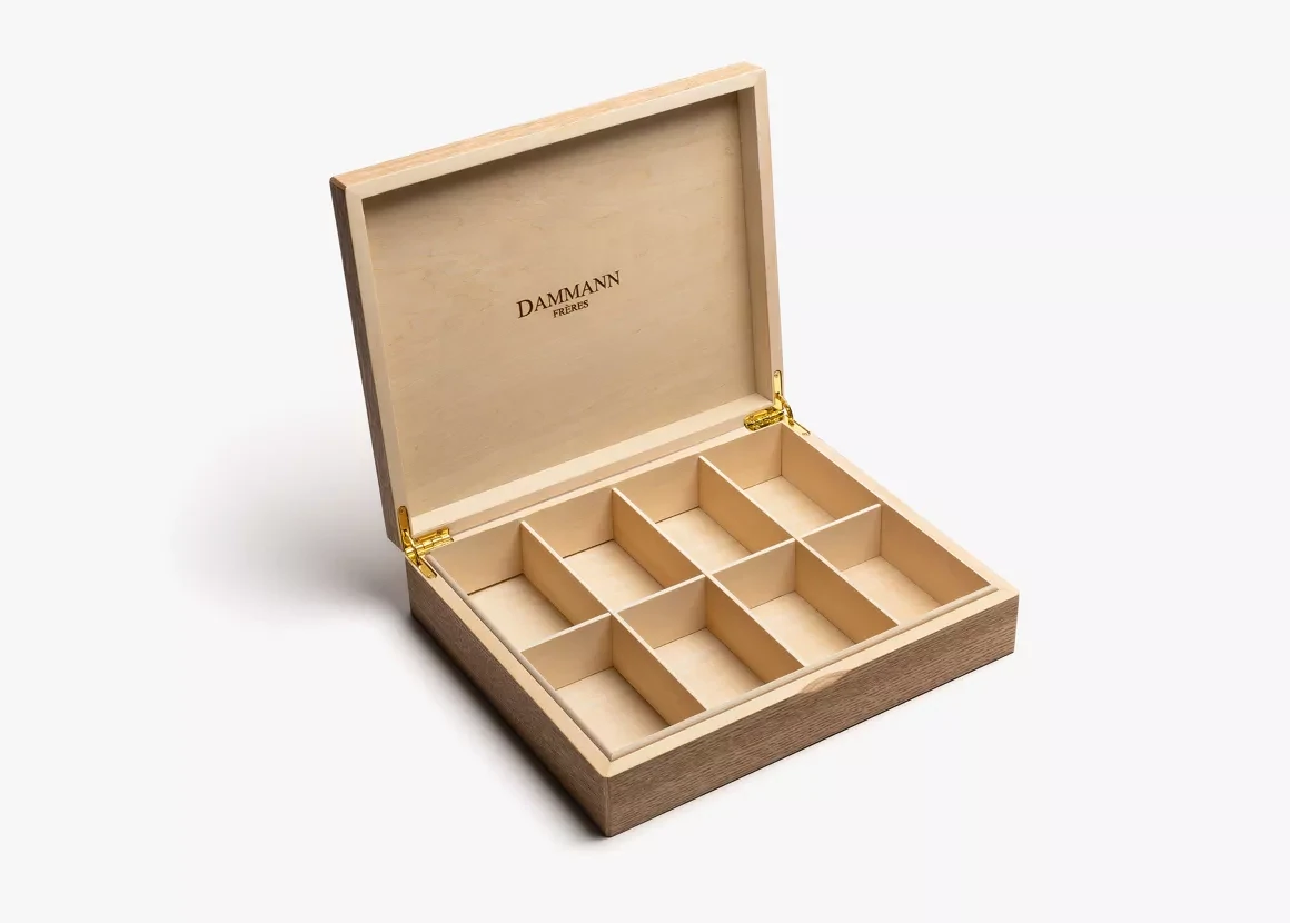 COFFRET BOIS CLAIR POUR 48 SACHETS - VIDE