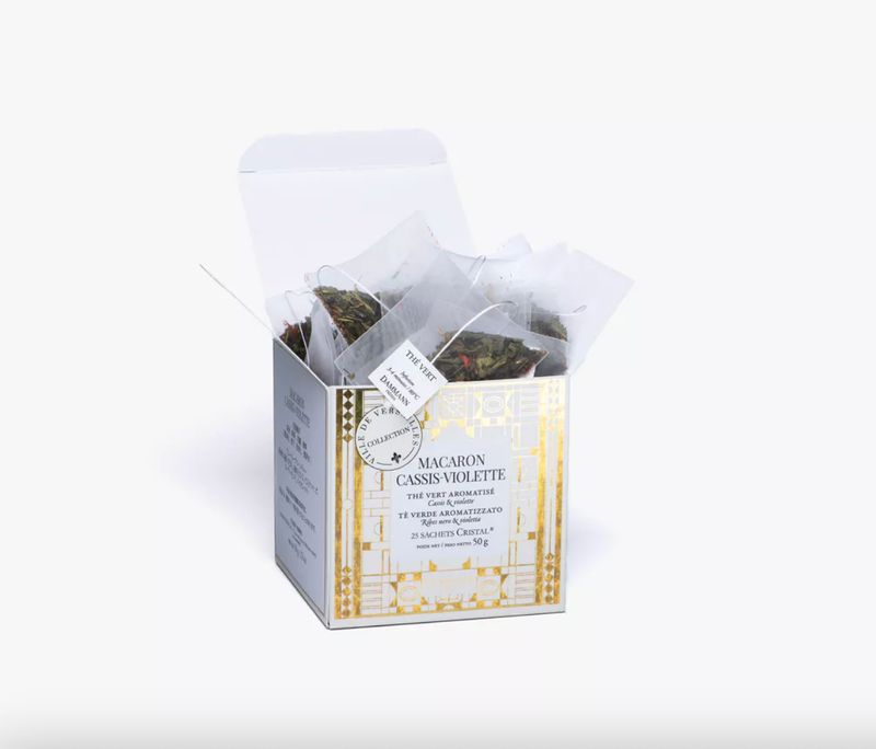 Thé vert - MACARON CASSIS VIOLETTE - Boîte de 25 sachets crystal Thé vert - MACARON CASSIS VIOLETTE - Boîte de 25 sachets crystal