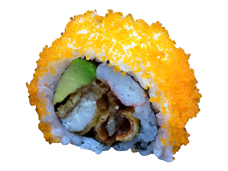 Mighty Spider: softshellkrab | avocado | snowkrab | mayo | avocado | kuit | sesam | wasabi (5st)