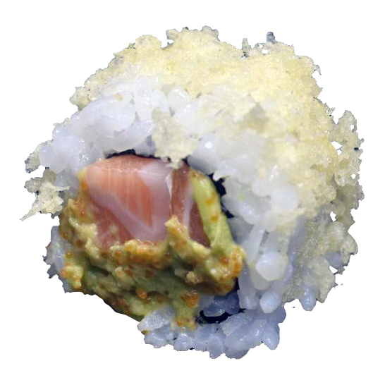 Creamy Crispy Salmon: zalm | avocado | kuit | mayo | crispy (8 st)