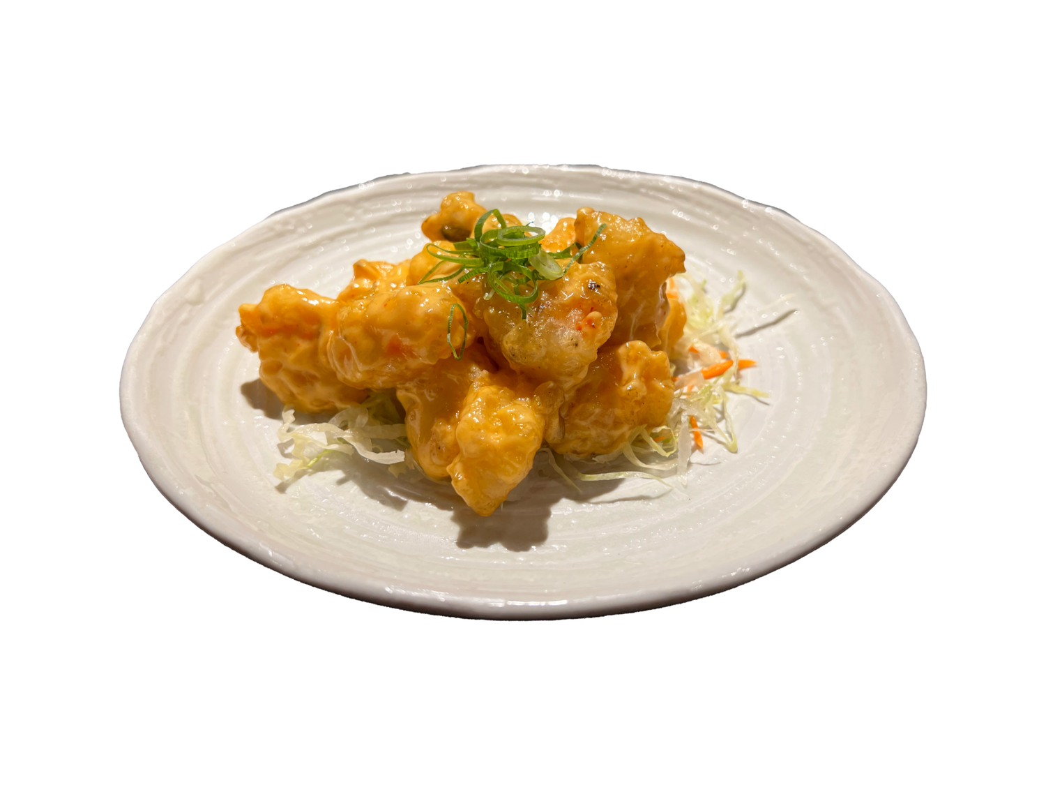 Creamy Spicy Shrimp: tigergarnalen | creamy spice saus | sjalot | spitskool