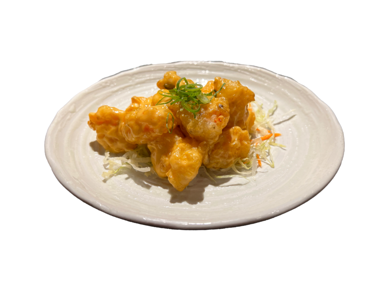 Creamy Spicy Shrimp: tigergarnalen | creamy spice saus | sjalot | spitskool