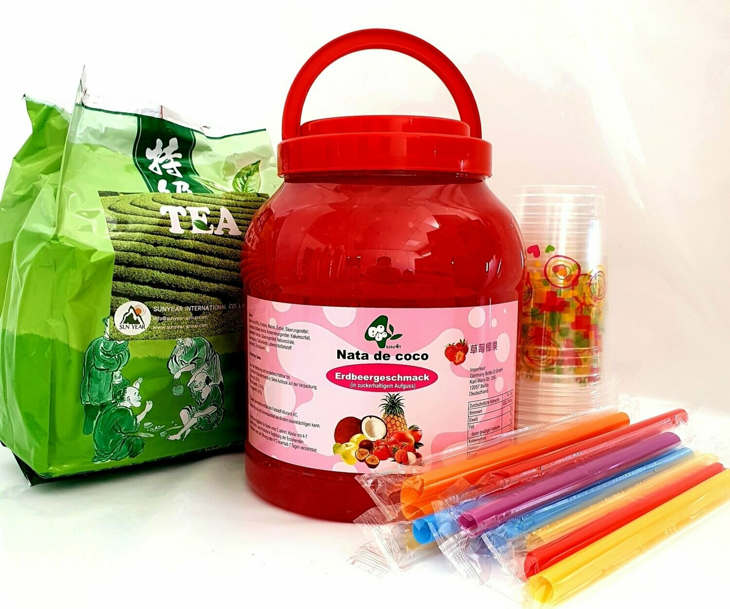 Party Set 4 mit Jelly 3800 g, Tee, Bechern und Strohhalmen