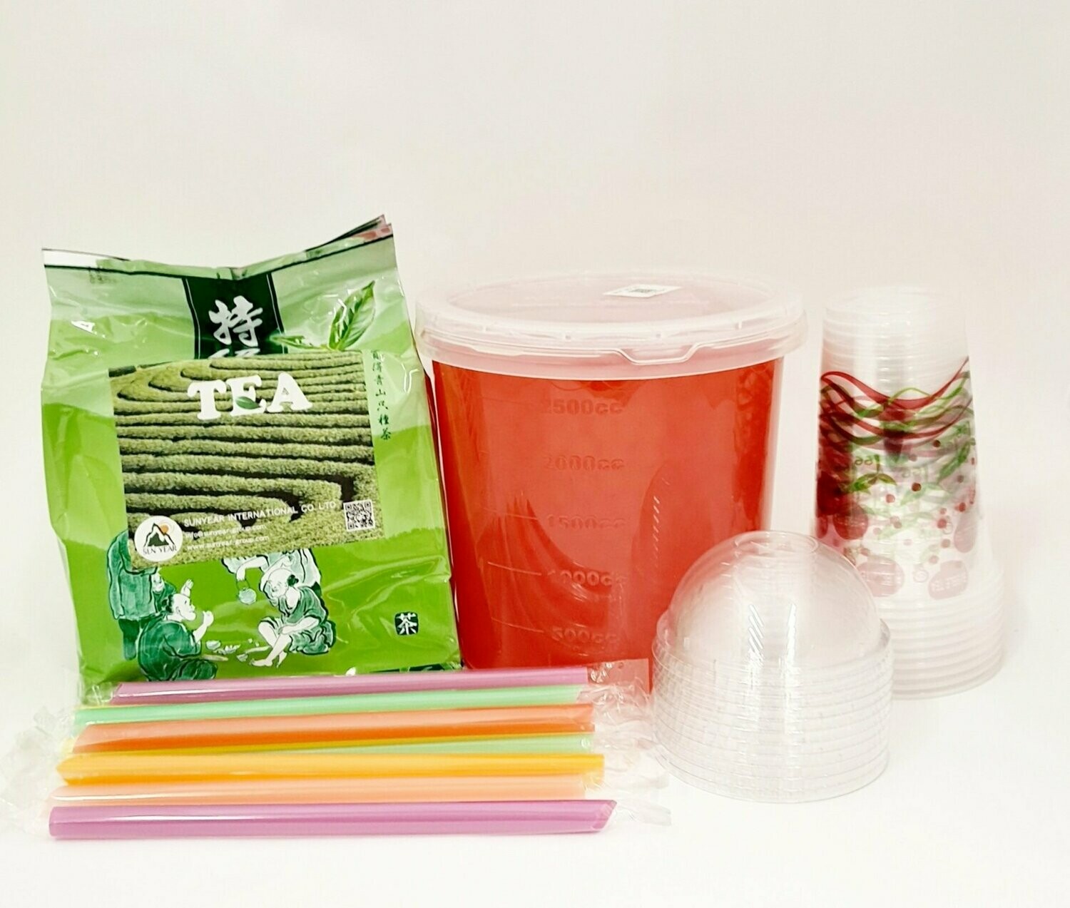Party Set 2 mit Boba 3200 g, Tee, Bechern und Strohhalmen