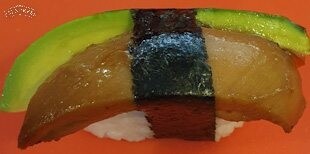 Teriyaki chicken avocado nigiri