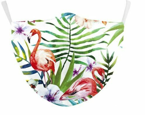 Community Maske Flamingo mit Blumen Erwachsene