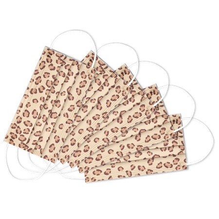 Mundnasen-Schutz 3-lagig Leopard naturel - 10 Stück