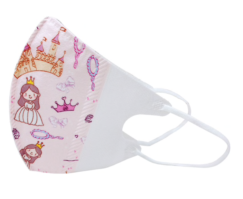 3-lagiger Mundnasenschutz Princess bedruckt vorgeformt Kinder (Einweg) - 5 Stück