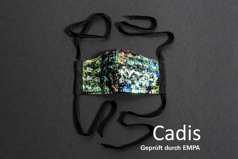 Empa-geprüfte Mund-Nasen-Maske Paillettenstickerei 4 Varianten - 1 Stück