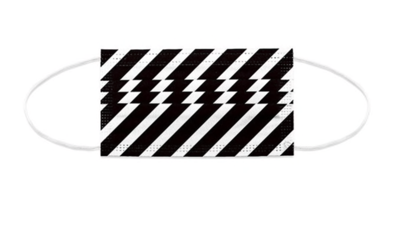 Mundnasen-Schutz 3-lagig SW diagonal gestreift - 10 Stück