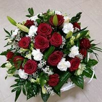 Coussin rose rouge et blanc