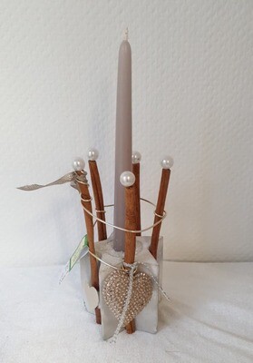 Bougeoir  décoré argent gris