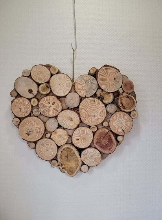 Coeur en rondin de bois 50cm
