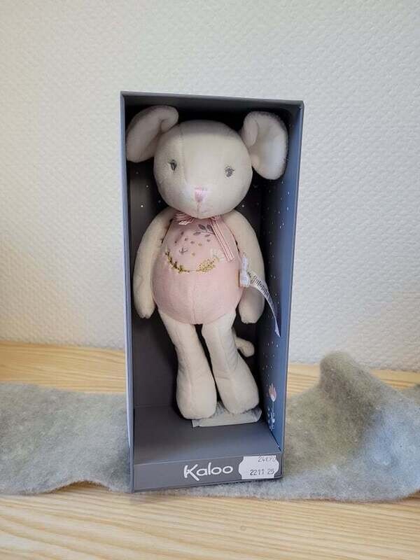 Doudou souris rose et blanc