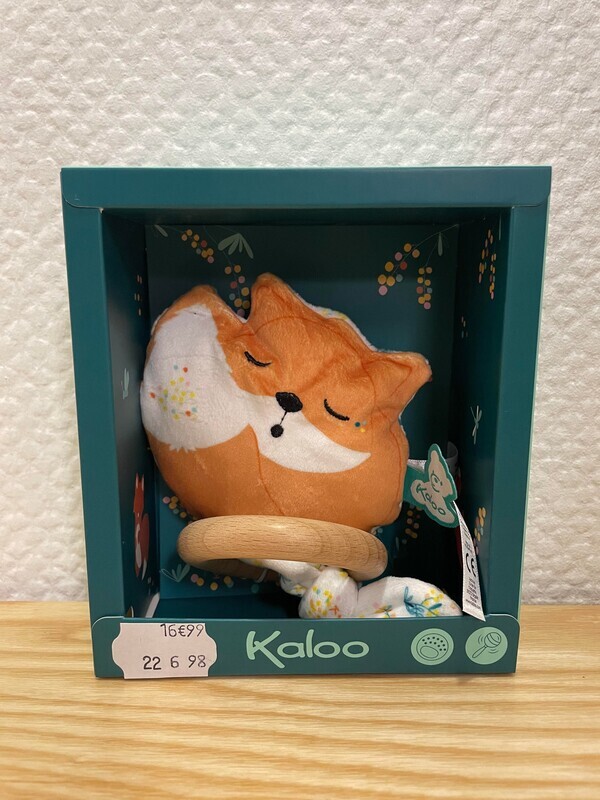 Anneau de dentition bois, doudou renard