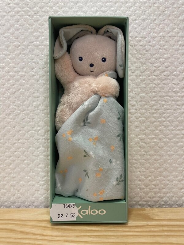 Doudou lapin bleu et blanc