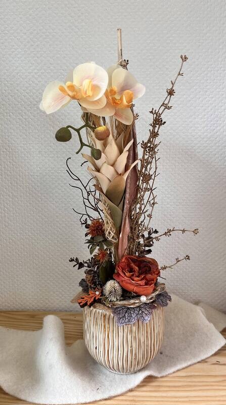 Composition sec et soie chocolat/beige
