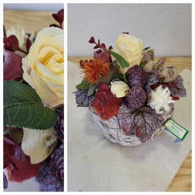 Rond fleurs artificielles base en osier