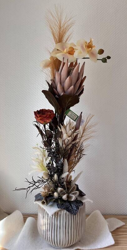 Composition sec et soie chocolat/beige