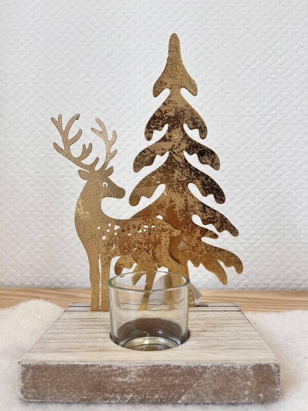Porte bougie cerf et sapin