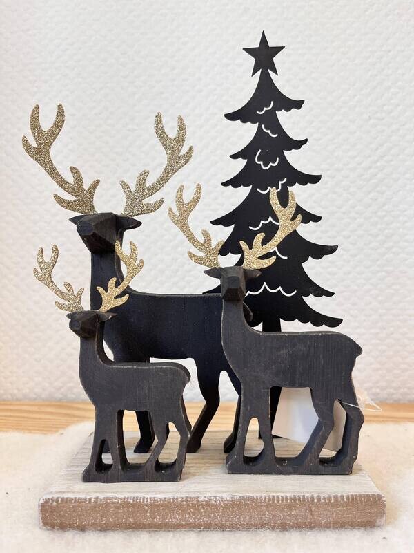 porte bougie cerfs et sapin