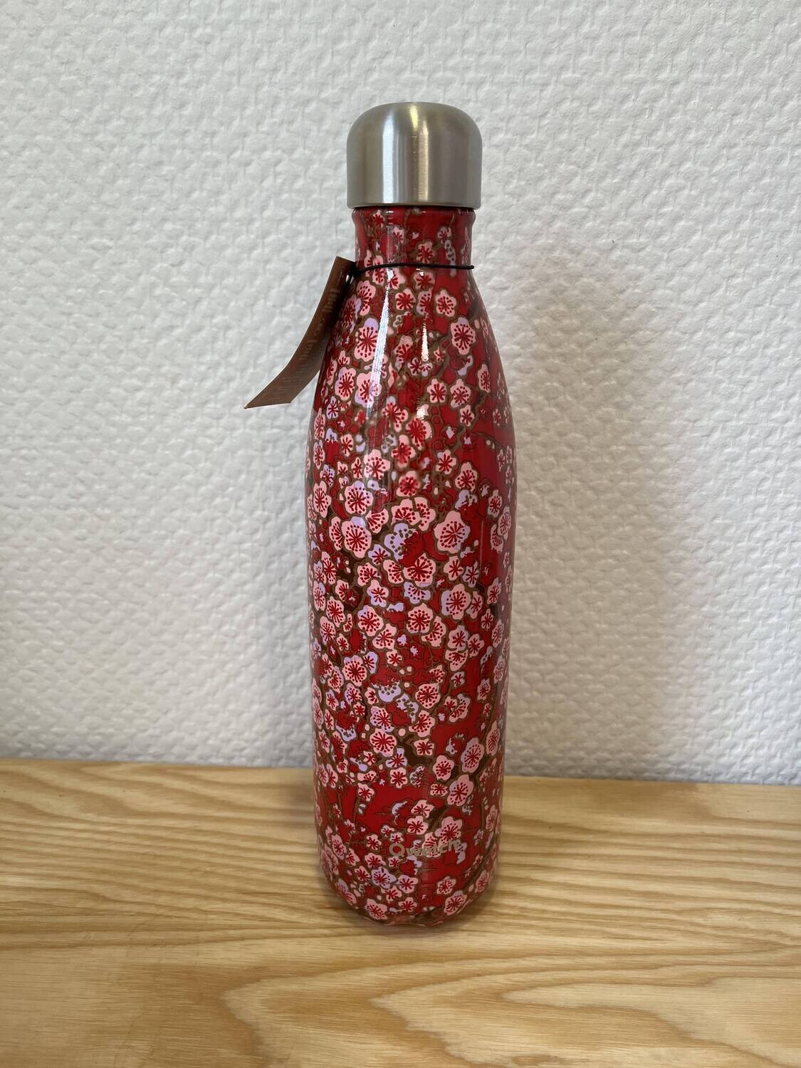 Bouteille isotherme rouge fleuries