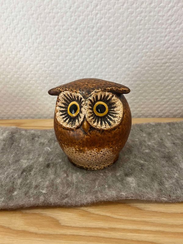 Hibou en poterie grand modèle marron