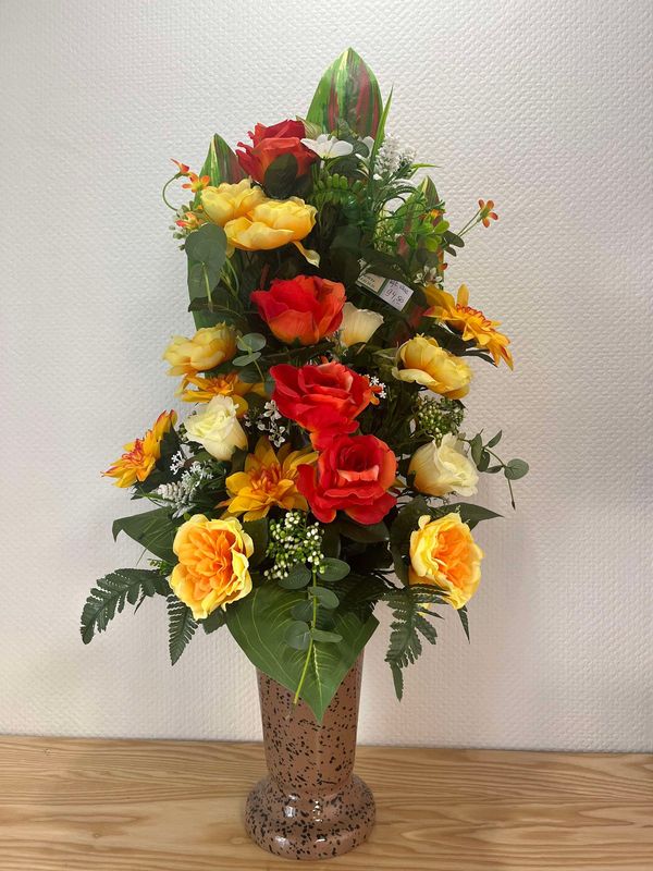 Bouquet vase en fleurs artificielles