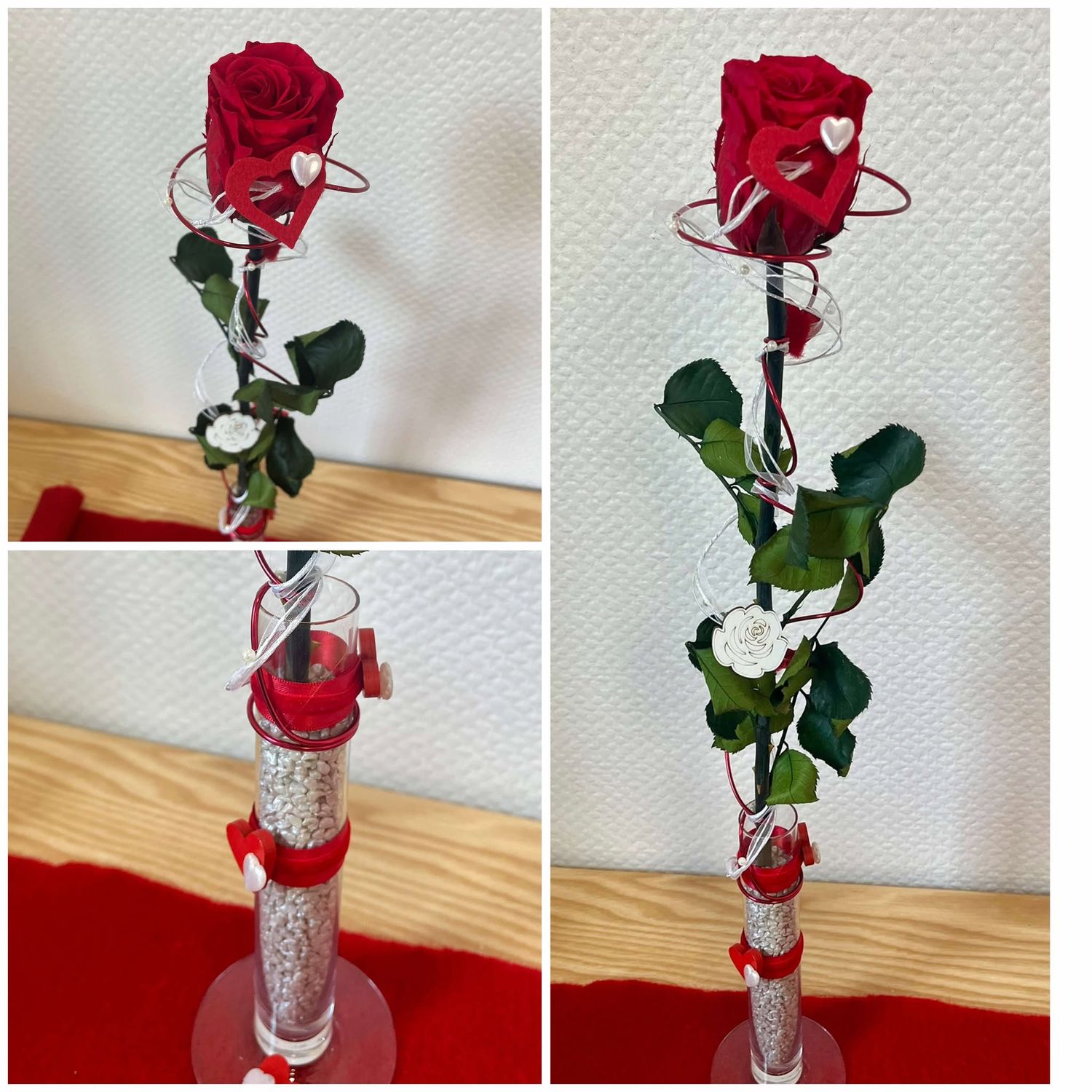 Composition rose eternelle rouge