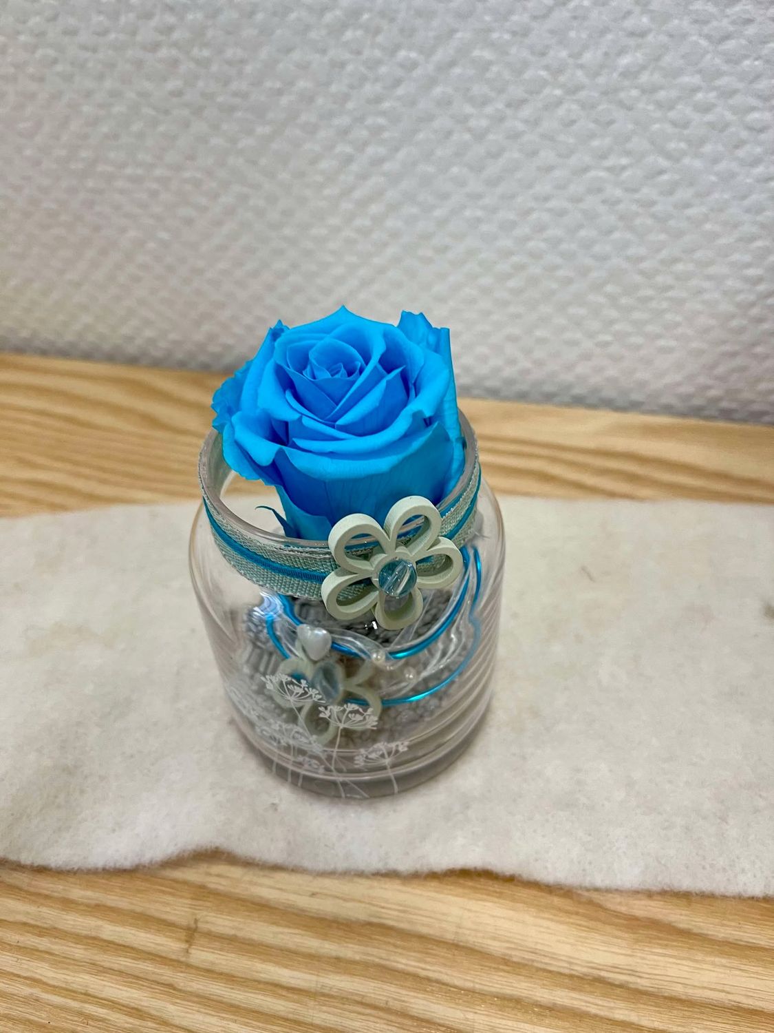 Composition rose eternelle bleu turquoise