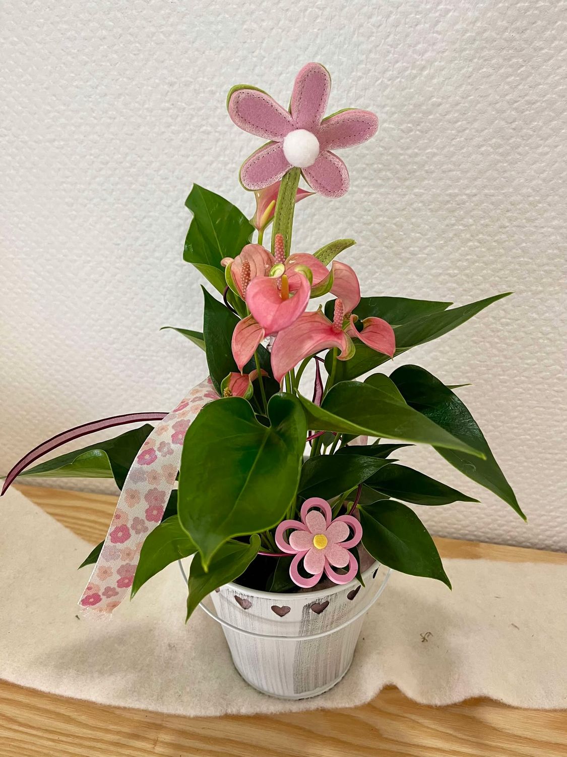 Anthurium rose  décoré